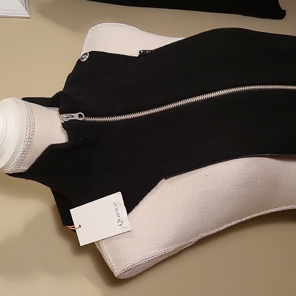 Quince Mongolian Cashmere Ribbed Collar Blazer Jacket Insert Black - Picture 4 of 8